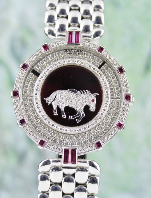 (image for) 100% ORIGINAL SARCAR 18K WHITE GOLD MAGIC MOON QUARTZ WATCH